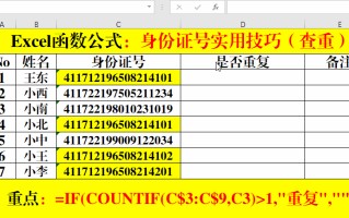 excel怎么查重复的人名（excel同列姓名查重公式）
