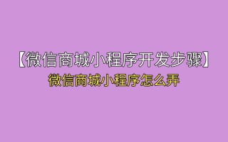 【微信商城小程序开发步骤】微信商城小程序怎么弄