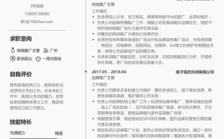 网络推广主管简历模板-带内容参考