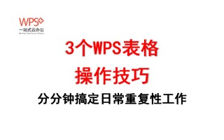 wps表格高端技巧（3个WPS表格操作技巧）