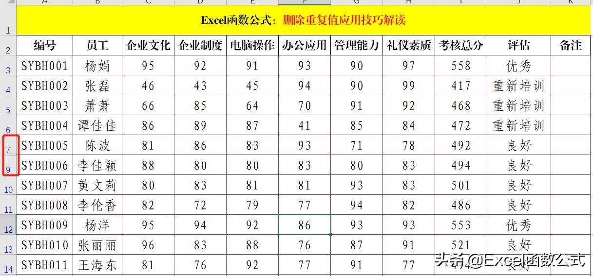 excel表格去重复数据（Excel表中删除重复数据的2种方法）-第3张图片-90博客网